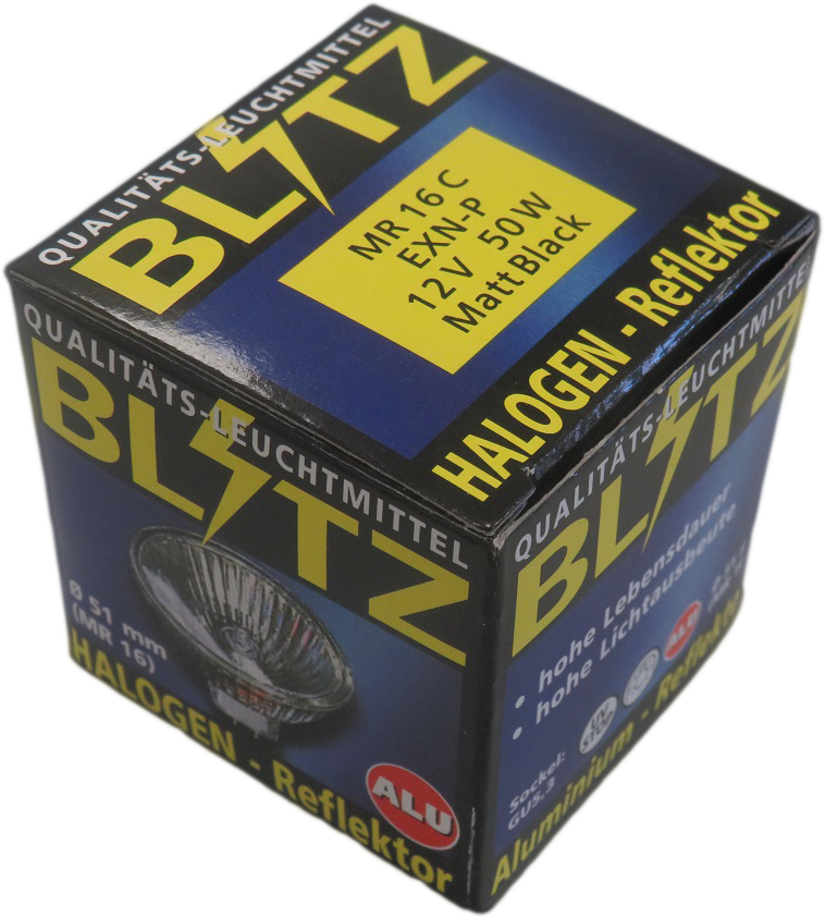BLITZ DESIGN Halogen Kaltlichtspiegel EXN-P 12V 50W GU5.3 Reflektor schwarz