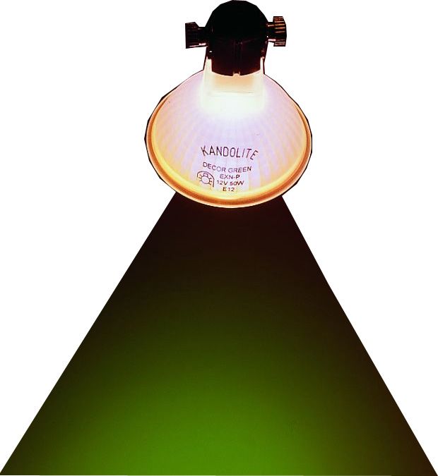 Kandolite DECOR NV-Halogen Kaltlichtspiegel mit Schutzglas MR-16 12V 50W GU5.3 GRÃœN